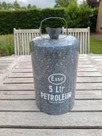 Esso petroleum kan, grijs gewolkt emaille, Ophalen of Verzenden