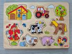 Noppenpuzzel Goki boerderij, Kinderen en Baby's, Speelgoed | Kinderpuzzels, 2 tot 4 jaar, Gebruikt, Ophalen of Verzenden, Van hout
