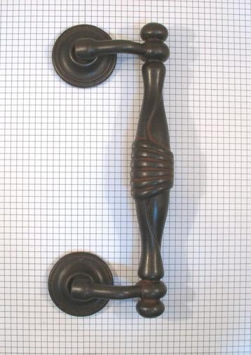 Deurgreep met Rozetten - 24 cm - IJzer - Bruin/roest kleur beschikbaar voor biedingen