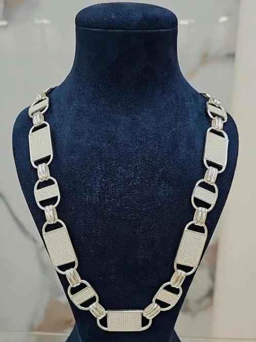 Zilveren Magnum Plaat Ketting, Sieraden, Tassen en Uiterlijk, Kettingen, Nieuw, Zilver, Ophalen of Verzenden