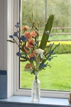 Zijden kunstbloemen boeket 90 cm zalm oranje blauw wit groen, Nieuw, Binnen, Ophalen of Verzenden
