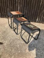 Retro industrieel kruk bijzettafel scrapwood boothout India, Verburgt Vintage, Nieuw, Ophalen of Verzenden, https://verburgtvintage.nl/#contact