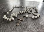 Oude Franse rozenkrans wit parelmoer glaskralen *HIT*, Antiek en Kunst, Antiek | Religie, Ophalen of Verzenden