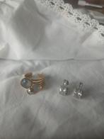Ring en oorbellen set, Sieraden, Tassen en Uiterlijk, Ringen, Met edelsteen, Ophalen of Verzenden, Zo goed als nieuw, Grijs