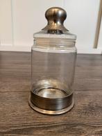 Glazen Pot met Zilvertin Details, Huis en Inrichting, Ophalen, Zo goed als nieuw, Rond, Glas