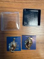 2x metalen hanger masker Venetië?, Overige materialen, Gebruikt, Overige voorstellingen, Geel