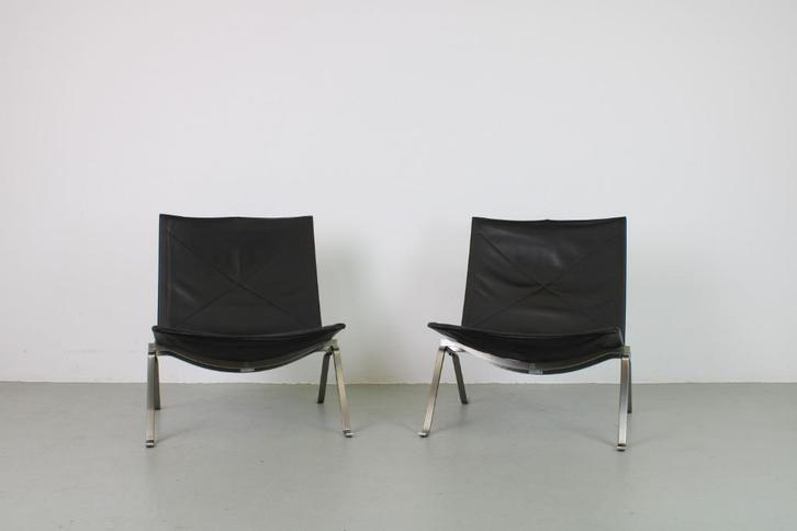 Fritz Hansen PK22 fauteuil - gebruikt, Huis en Inrichting, Fauteuils, Gebruikt, Leer, 50 tot 75 cm, 75 tot 100 cm, Ophalen