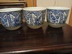 Delfts Blauwe Bloempotten Set van 3, H15xD18, Antiek en Kunst, Ophalen of Verzenden