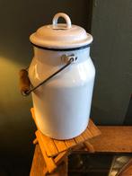 Wit Emaille melkbus met hengsel., Ophalen of Verzenden
