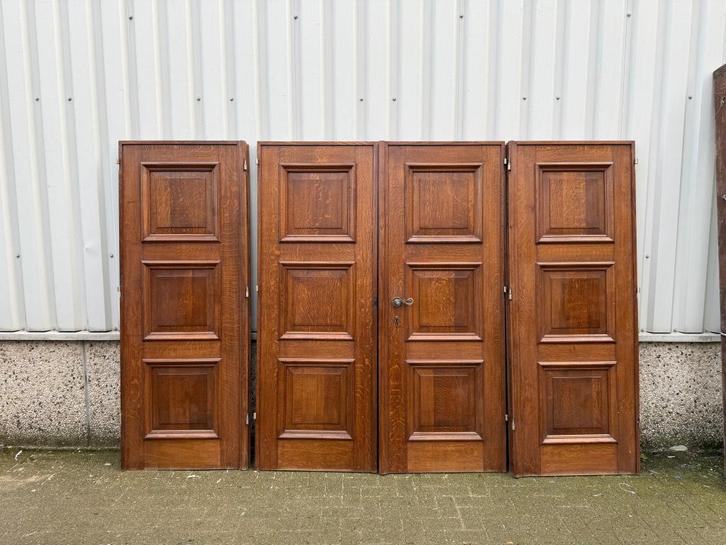 Prachtig  antiek massief eiken vierluik, Doe-het-zelf en Verbouw, Deuren en Horren, Zo goed als nieuw, Binnendeur, 200 tot 215 cm