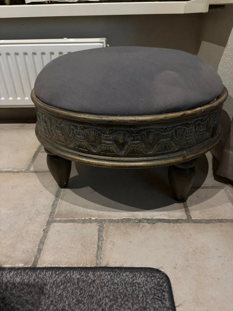 Poef sober/landelijk, Ophalen, Minder dan 50 cm, Rond, Zo goed als nieuw