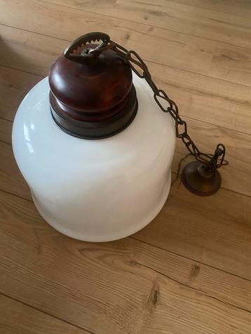 Vintage hanglamp met glazen kap - diameter 30cm beschikbaar voor biedingen