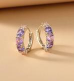 Veelkleurige zirkonen 18K goud verguld creolen, Overige materialen, Nieuw, Ophalen of Verzenden, Met edelsteen