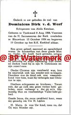 Werf van der Dominicus 1896 Tjerkwerd 1954 Blauwhuis x Ketel, Verzamelen, Bidprentje, Ophalen of Verzenden