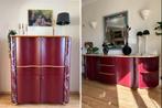 Bordeaux rode kasten set (gemaakt door meubelmaker), Huis en Inrichting, Ophalen, Zo goed als nieuw, Met lade(s), Eikenhout