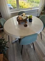 Ronde eettafel met 4 stoelen, Huis en Inrichting, Tafels | Eettafels, Ophalen, Gebruikt, Vier personen, 100 tot 150 cm