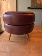 Ronde naai poef met opbergruimte retro, Ophalen, Gebruikt, Hout, Modern