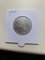 Nederland 1 gulden 1908 zeer fraai gulden !!!!, 1 gulden, Verzenden, Zilver, Koningin Wilhelmina