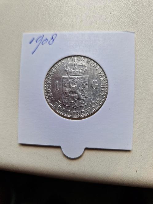 Nederland 1 gulden 1908 zeer fraai gulden !!!!, Postzegels en Munten, Munten | Nederland, Losse munt, 1 gulden, Koningin Wilhelmina