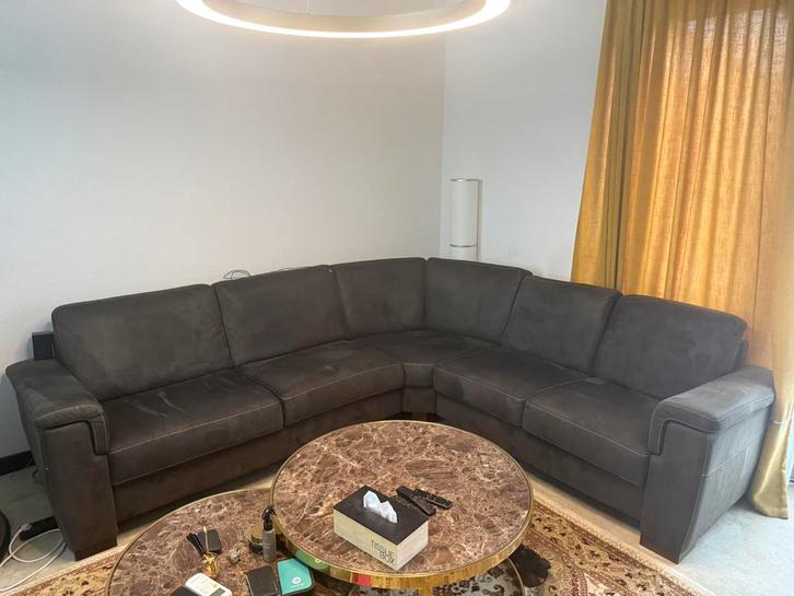 Congo zwart lederen bank te koop (nieuwprijs €4000), Huis en Inrichting, Banken | Bankstellen, Zo goed als nieuw, Hoekbank, Vierpersoons of meer