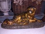 oud gipsen beeld kindje met hond, Antiek en Kunst, Ophalen of Verzenden