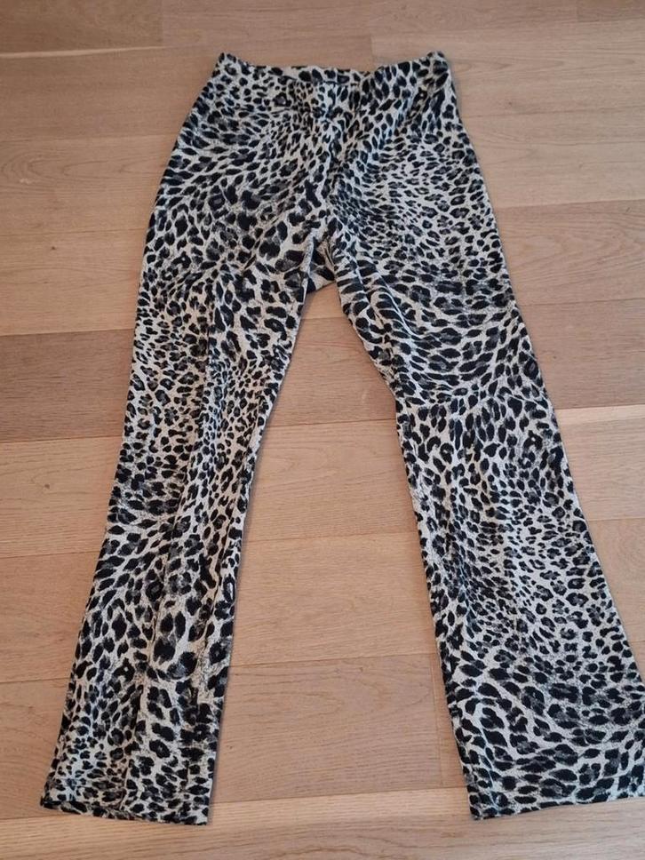 Irie pantalon met panterprint - Pauw, Kleding | Dames, Broeken en Pantalons, Zo goed als nieuw, Maat 38/40 (M), Zwart, Lang, Ophalen of Verzenden
