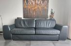Grote zwarte leren bank 230 cm, Huis en Inrichting, Banken | Bankstellen, Ophalen, Gebruikt, Strak  modern design, Driepersoons