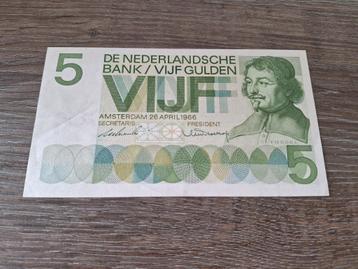 Prachtig+ biljet 5 gulden Vondel I, 1966 beschikbaar voor biedingen