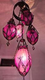 Prachtige Oosterse lamp met paarse glazen bollen, Ophalen, Zo goed als nieuw, Glas, Minder dan 50 cm