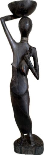 Vintage gestyleerd houten beeld vrouw met baby. Angola, Antiek en Kunst, Kunst | Beelden en Houtsnijwerken, Ophalen of Verzenden
