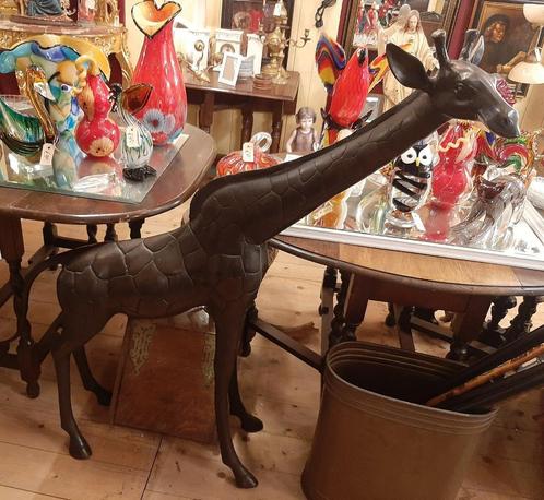 Grote bronzen Giraf zeer mooi beeld totale hoogte is 125 cm, Antiek en Kunst, Curiosa en Brocante, Ophalen