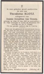 Theodorus Klotz 2887 Uden + 1957 Volkel, 70 jaar oud, Verzenden