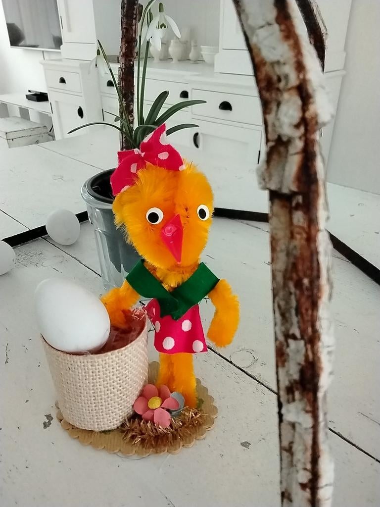 Oud paaskuiken...vintage chenille, Ophalen of Verzenden