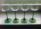 wijnglazen, helder glas met groene voet en steel, wijn glas, Glas, Glas of Glazen, Ophalen of Verzenden