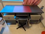 Vintage metalen Bureau met 4 laden en bureau stoel, Ophalen
