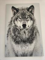 Wolf aluminium print schilderij/canvas/decoratie/zwart wit, Nieuw, Schilderij, Ophalen, 75 cm of meer
