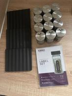 12 Kruidenpotjes met labels en lade rek, Ophalen of Verzenden, Zo goed als nieuw