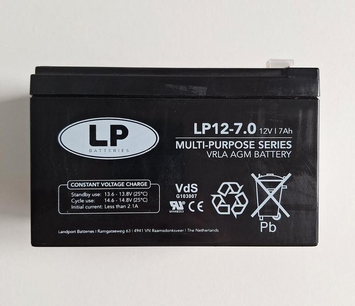 Landport LP12-7.0 onderhouds vrije (lood) accu., Hobby en Vrije tijd, Elektronica-componenten, Zo goed als nieuw, Ophalen of Verzenden