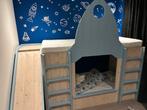 Houten raket bed hoogslaper kinderbed met glijbaan, Ophalen, Zo goed als nieuw, Hoogslaper