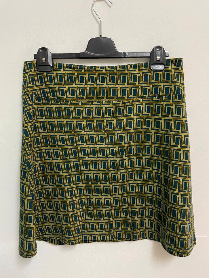 R4 - Groen-petrolblauw Froy & Dind rok maat L (1), Kleding | Dames, Rokken, Zo goed als nieuw, Maat 38/40 (M), Groen, Onder de knie
