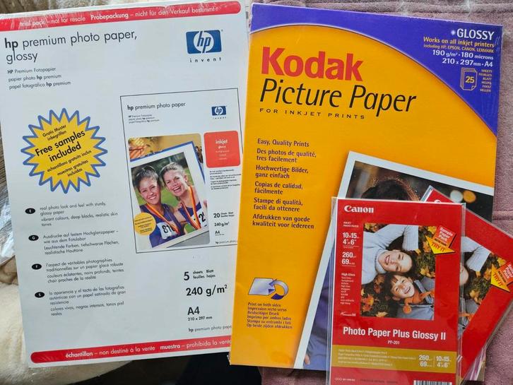 Nieuw Fotopapier - HP, Kodak, Canon - zelf printen, Audio, Tv en Foto, Fotografie | Fotopapier, Nieuw, Ophalen of Verzenden