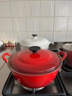 Le Creuset braadpan pan gietijzer rood blauw 24 cm., Huis en Inrichting, Keuken | Potten en Pannen, Ophalen of Verzenden, Zo goed als nieuw