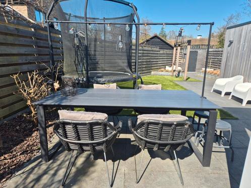Tuintafel met 4 stoelen., Tuin en Terras, Tuinsets en Loungesets, Gebruikt, 6 zitplaatsen, Ophalen