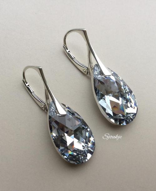 Oorbellen Swarovski kristal NIEUW goud zilver ketting parel, Sieraden, Tassen en Uiterlijk, Oorbellen, Nieuw, Zilver, Zilver, Met kristal