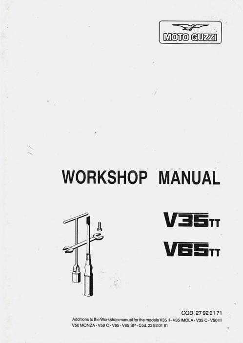 Moto Guzzi V35 TT V65 TT workshop additions (7967z), Motoren, Handleidingen en Instructieboekjes, Moto Guzzi, Ophalen of Verzenden