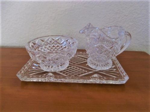 Antiek Kristal Glas Roomstel Violetta, Antiek en Kunst, Curiosa en Brocante, Verzenden