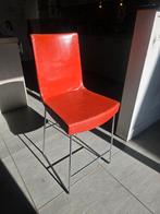 Barkruk oranje leer chrome onderstel, Ophalen, Gebruikt, 60 tot 90 cm, Metaal