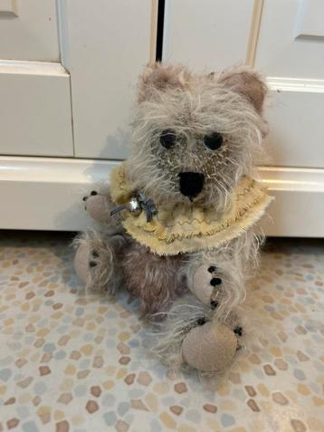 Brocante kleine teddy beer - 18 cm - mohair creme en pointed beschikbaar voor biedingen