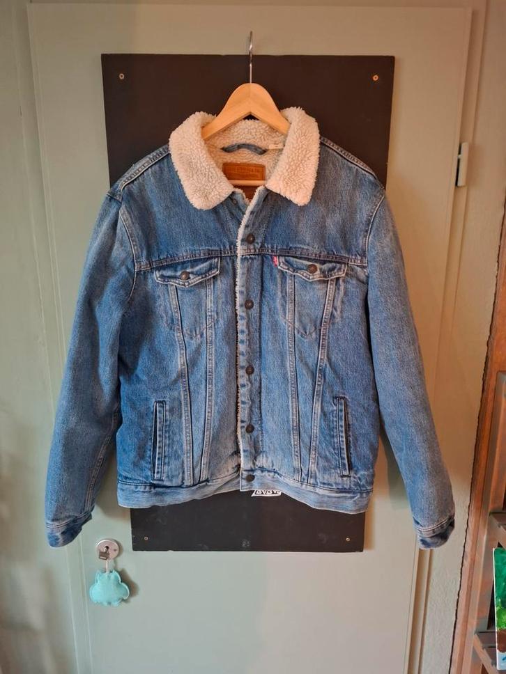 Levi's spijkerjas, sherpa truckerjas met teddyvoering L, Kleding | Heren, Jassen | Winter, Zo goed als nieuw, Maat 52/54 (L), Blauw