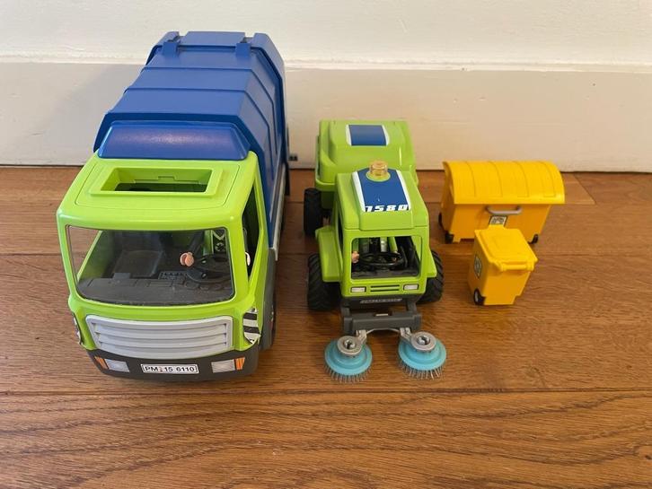 Playmobil Vuilniswagen & bezemwagen (6110 & 6112), Kinderen en Baby's, Speelgoed | Playmobil, Zo goed als nieuw, Complete set